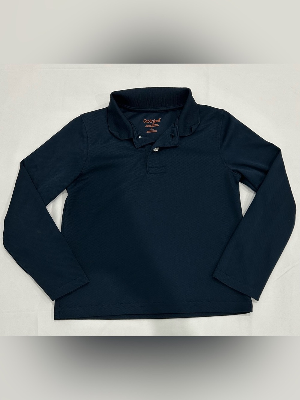 Cat & Jack Navy Blue Long Sleeve Performance Polo Shirt Size S